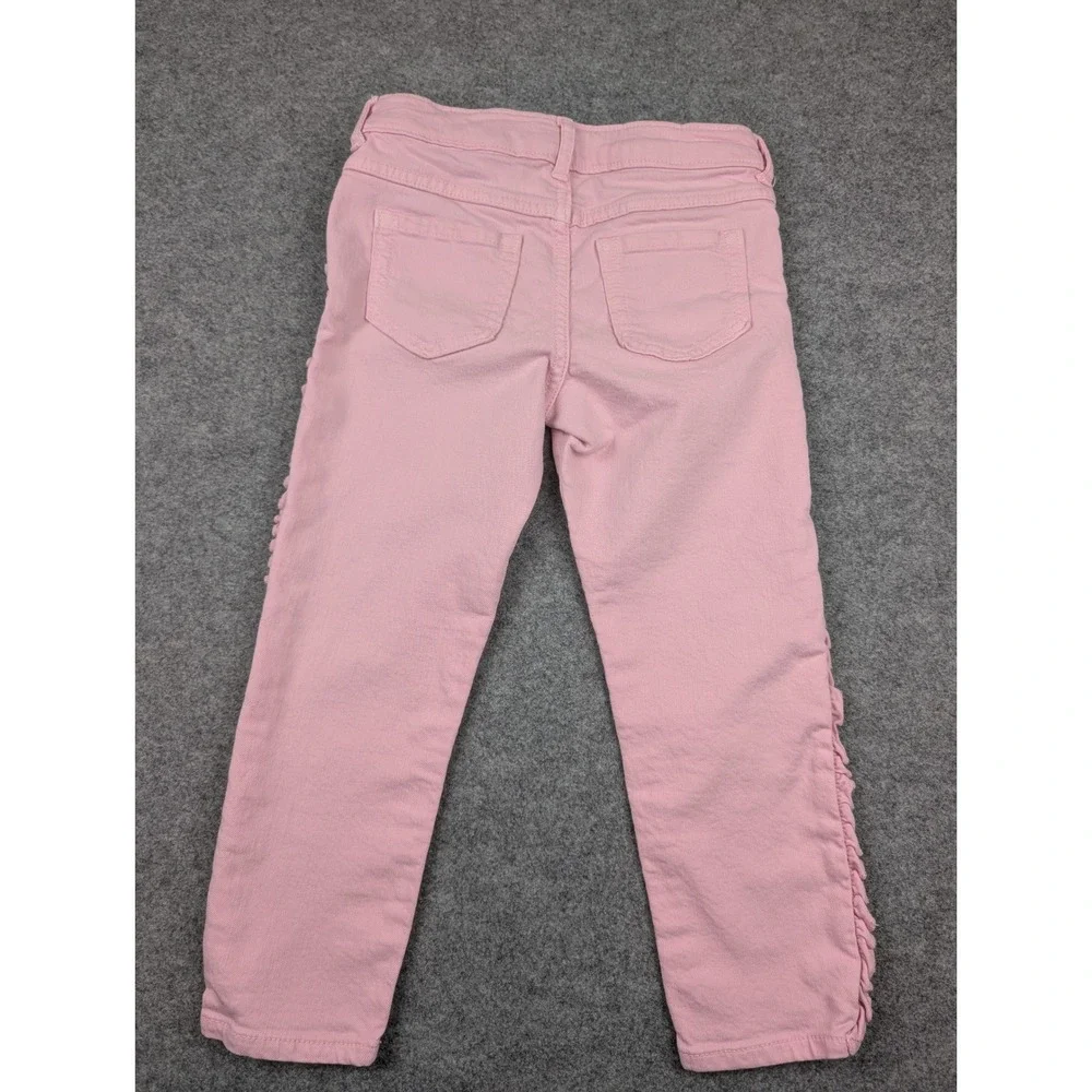 Gymboree Girls Pink Super Skinny Ruffle Side Trim Jeans Size 7 Adjustable Waist